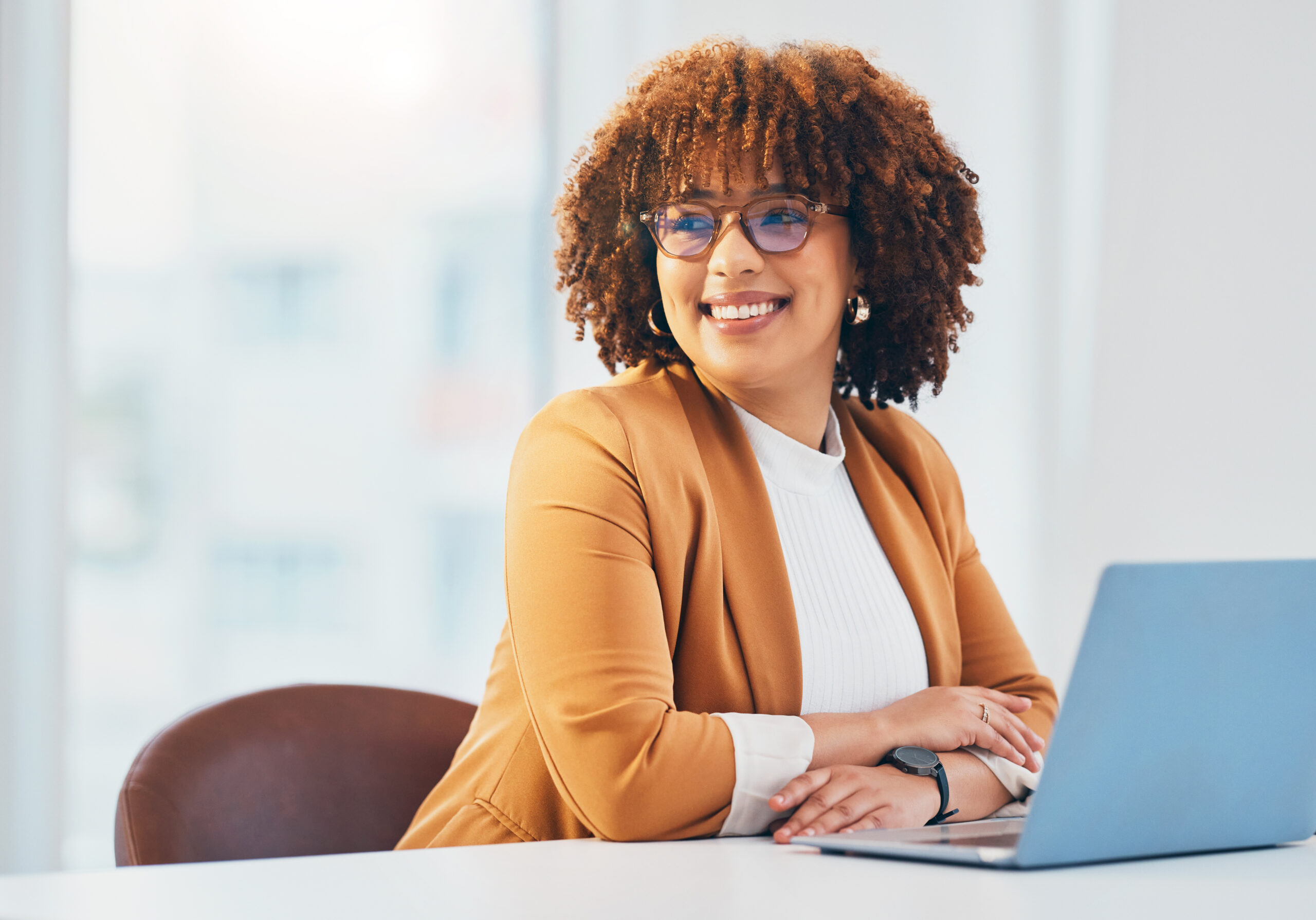 Black Woman At Office Glasses On Face With Smile 2023 03 08 18 40 58 Utc