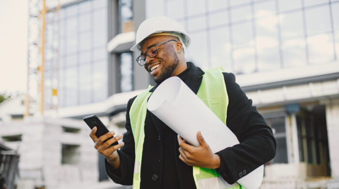 Black Architect With Project Talk By Phone